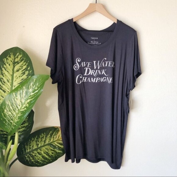 Torrid Grey Drink Champagne Crew Slim Fit Tee 2x super soft - Picture 5 of 10